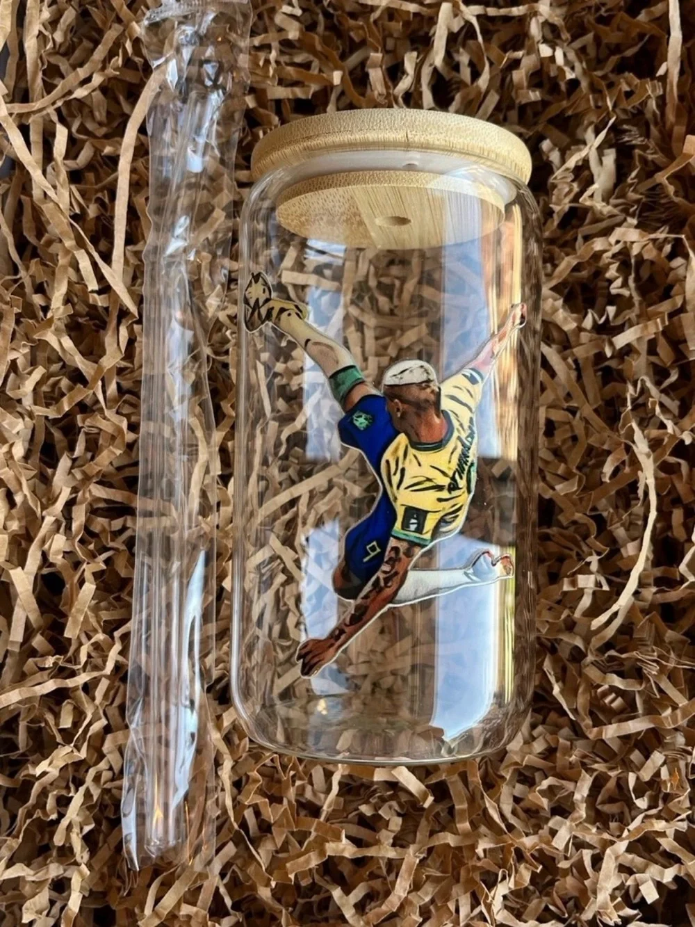 Richarlison Brazil Tottenham Hotspur Soccer Football 16oz Clear Glass Tumbler